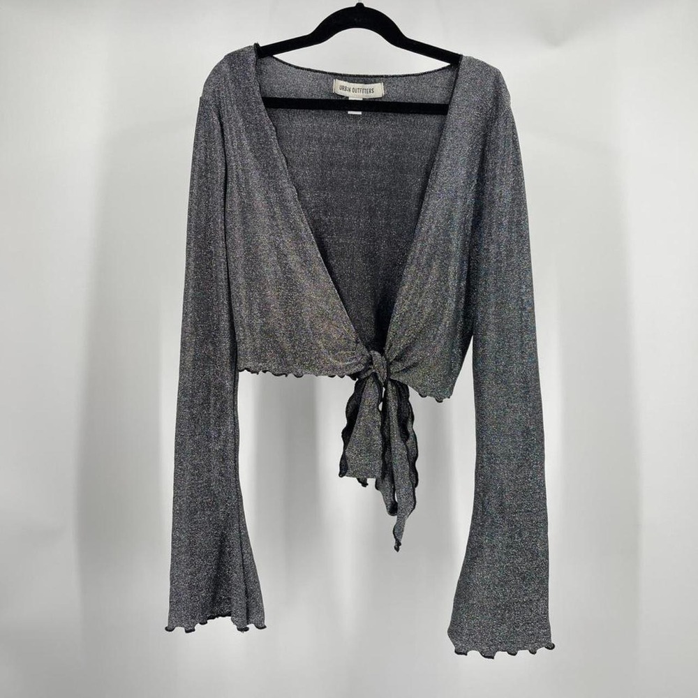 Urban Outfitters Going‎ Out Top Bell Sleeve Cropped Glitter Gothic Party Glam S